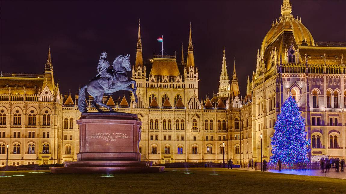 Parlamento de Budapest en Navidad